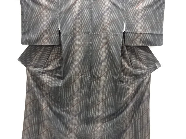 JAPANESE KIMONO / DORO OSHIMA TSUMUGI / WOVEN WAVY STRIPE